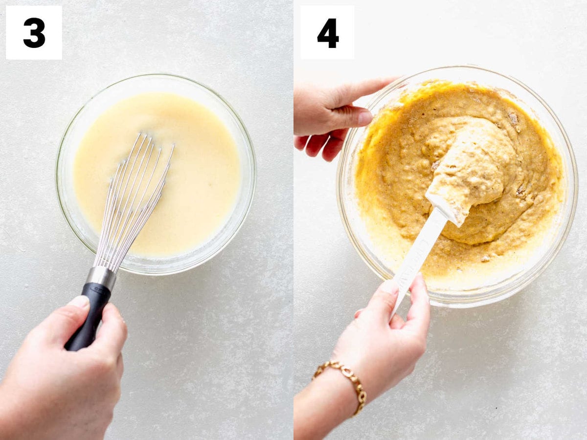 mix wet ingredients and then mixing the batter