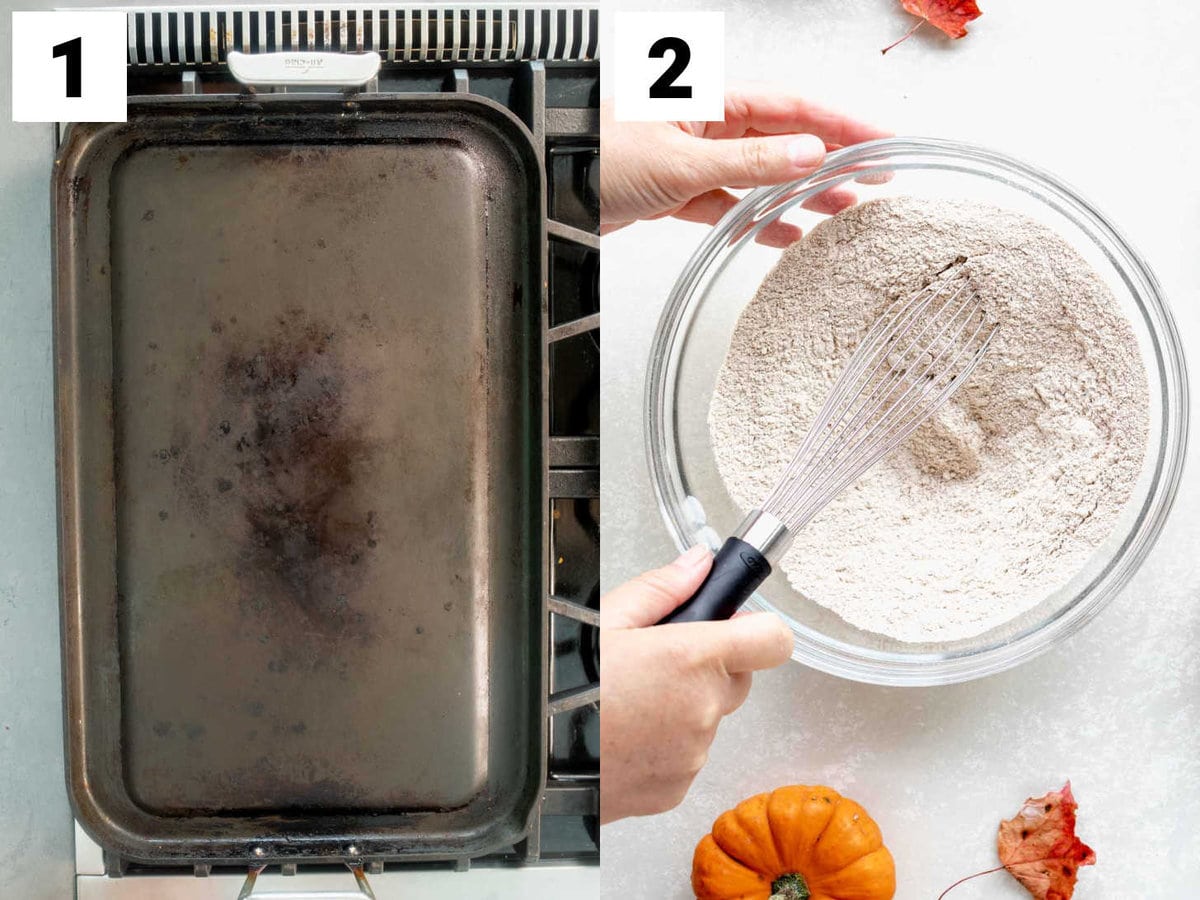 preheat the griddle then mix the dry mix
