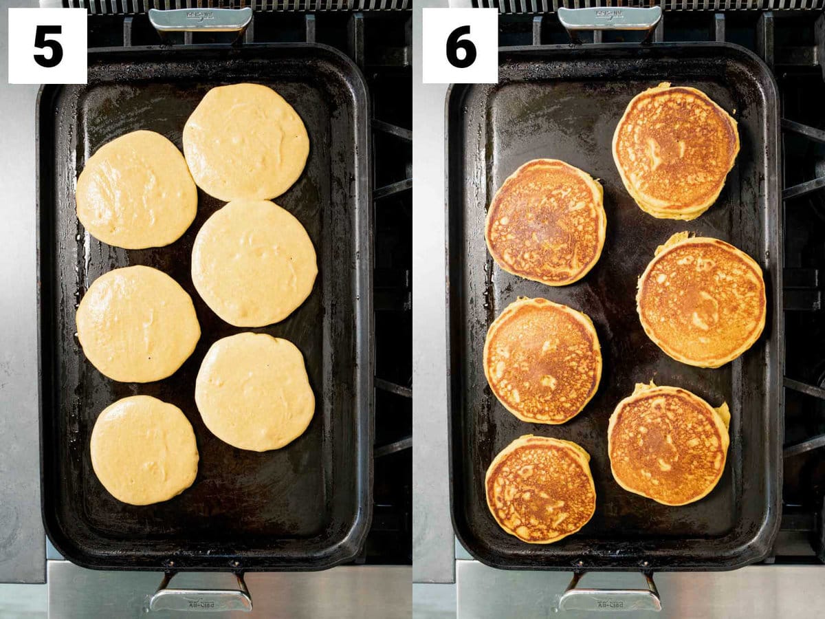cooking the pancakes