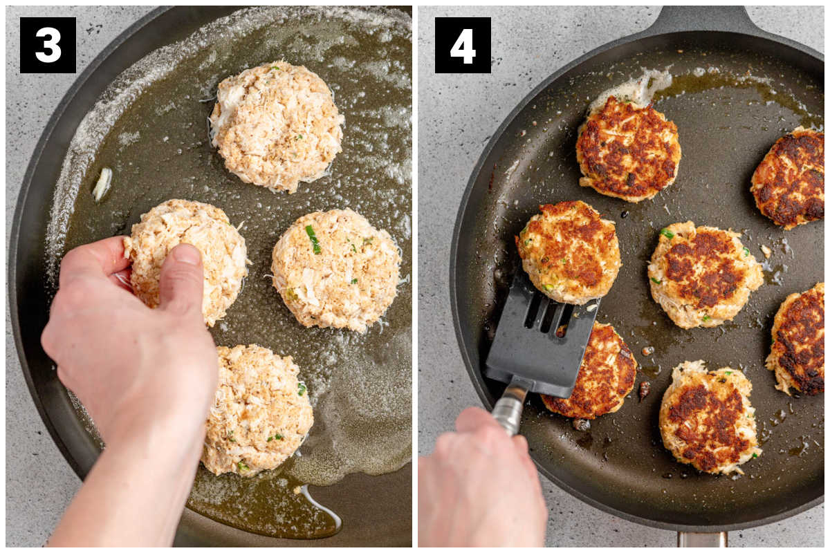 cook crab cakes on a skillet
