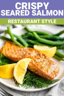salmon and green beans with lemon