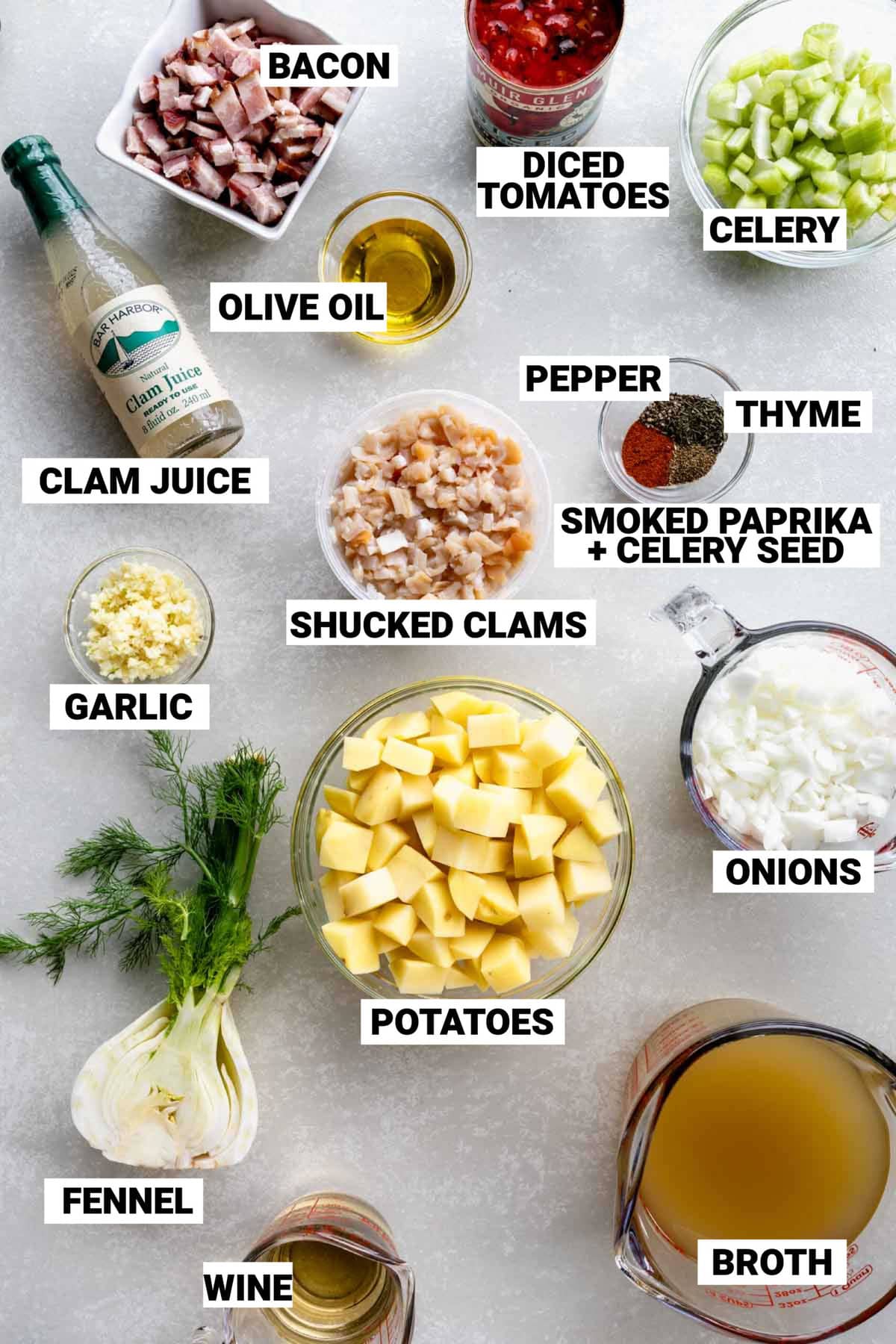 ingredients to make manhattan clam chowder