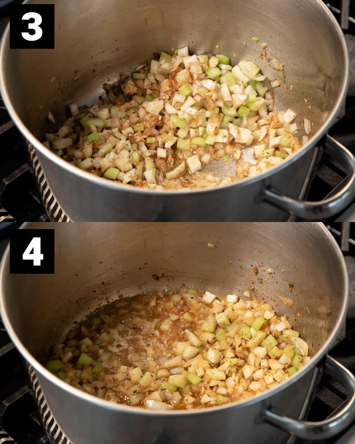 add vegetables and wine to the pot