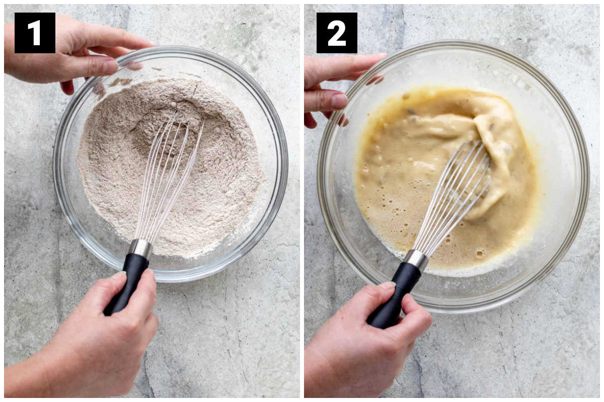 mix the dry ingredients and the wet ingredients