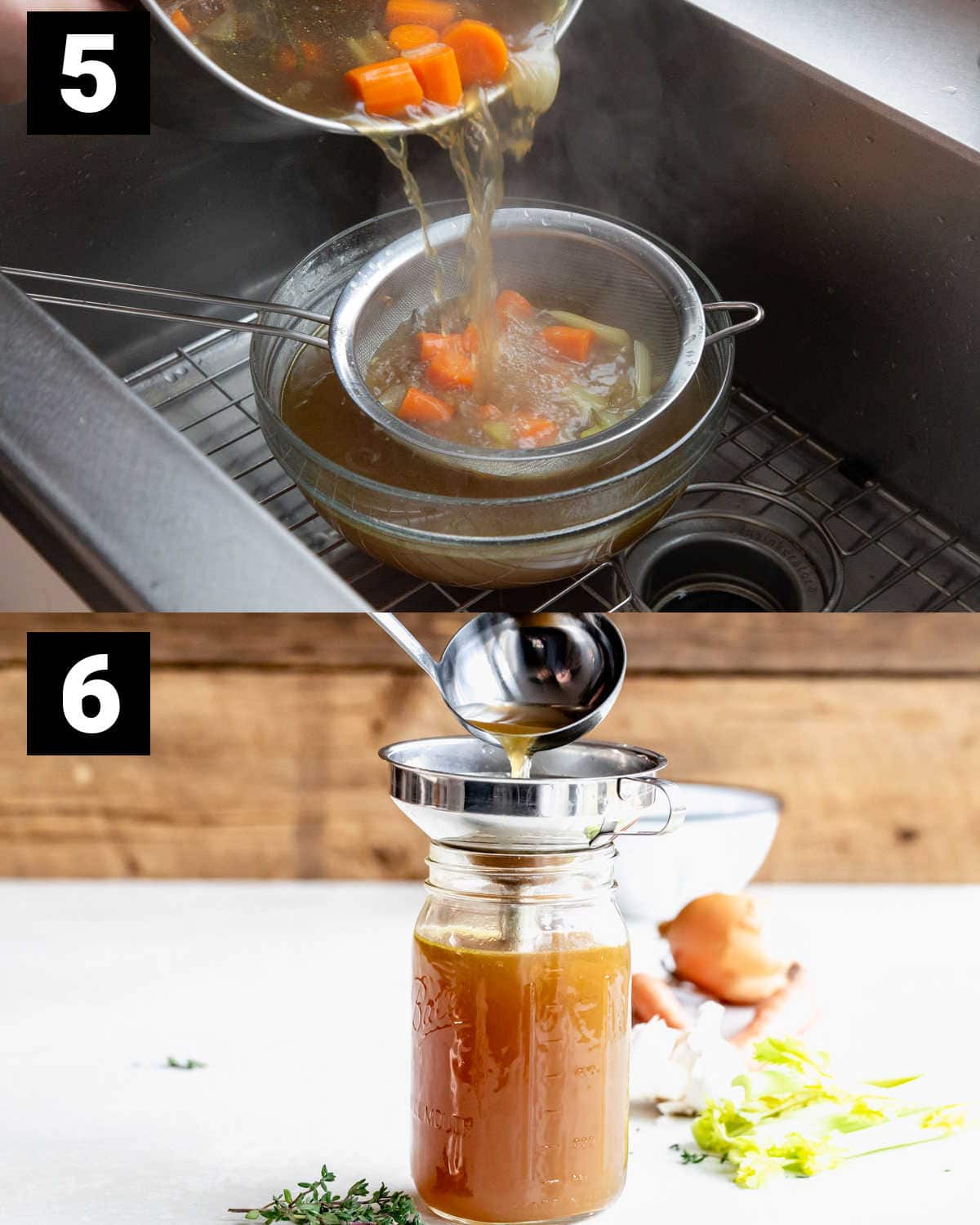 strain and store vegetable stock once cooled