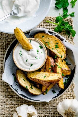 the aioli with potato wedges