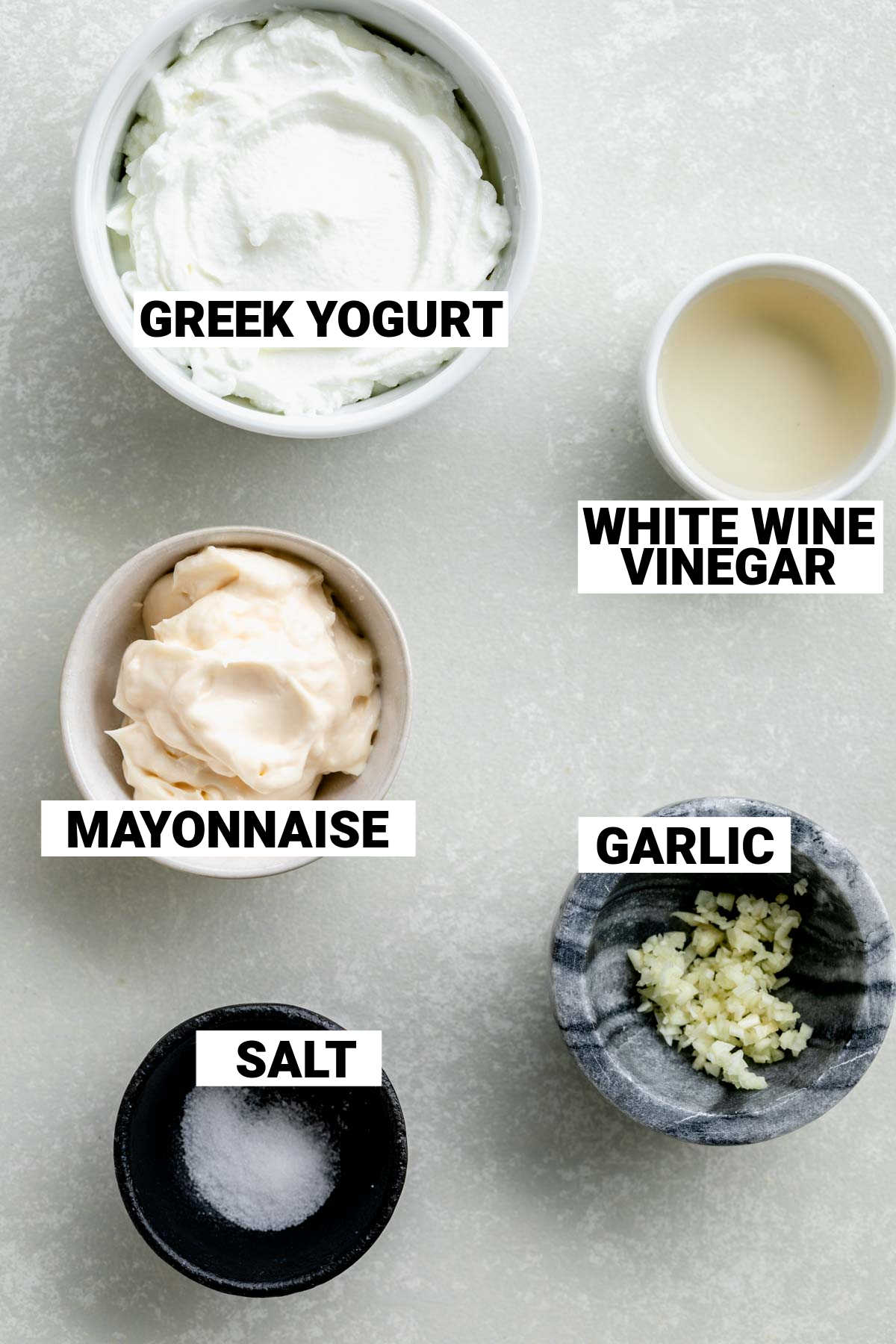 the ingredients in bowls with text overlay