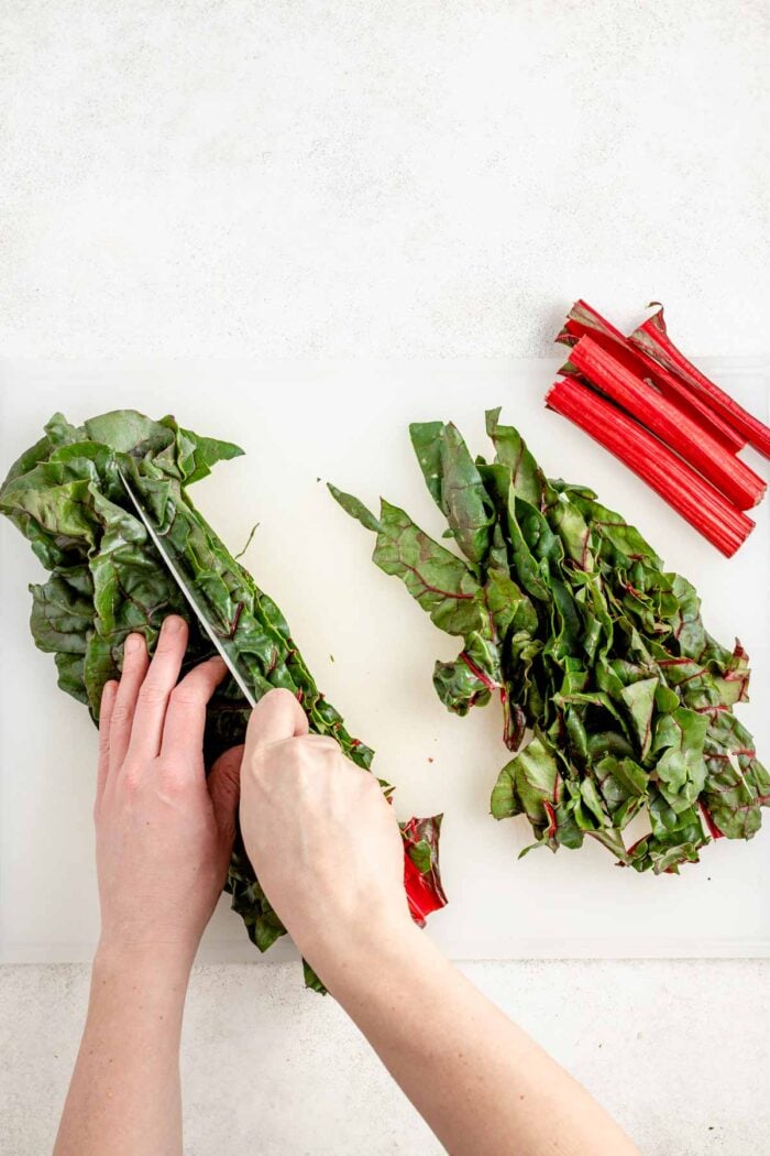 cut the leaves into strips