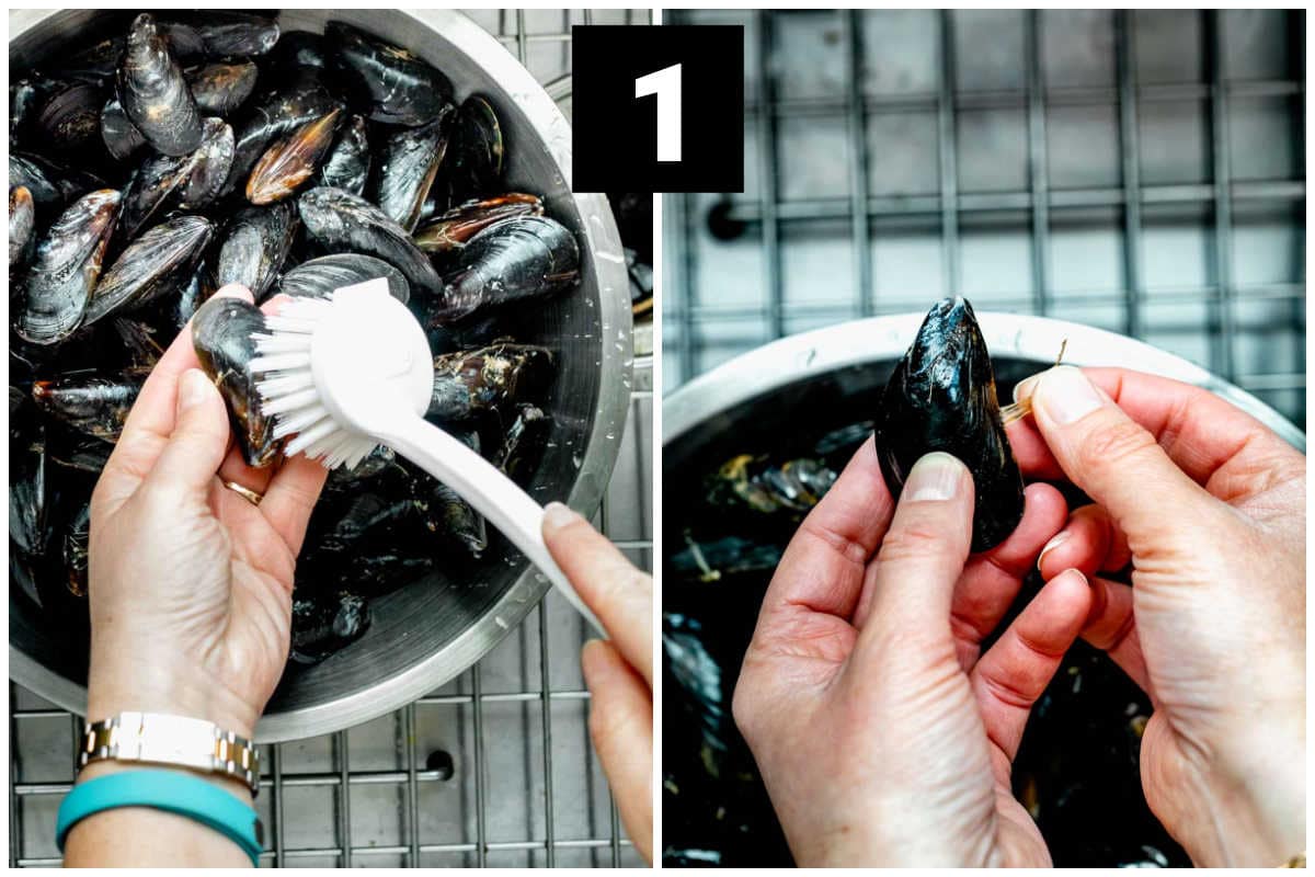 cleaning and de-bearding your mussels