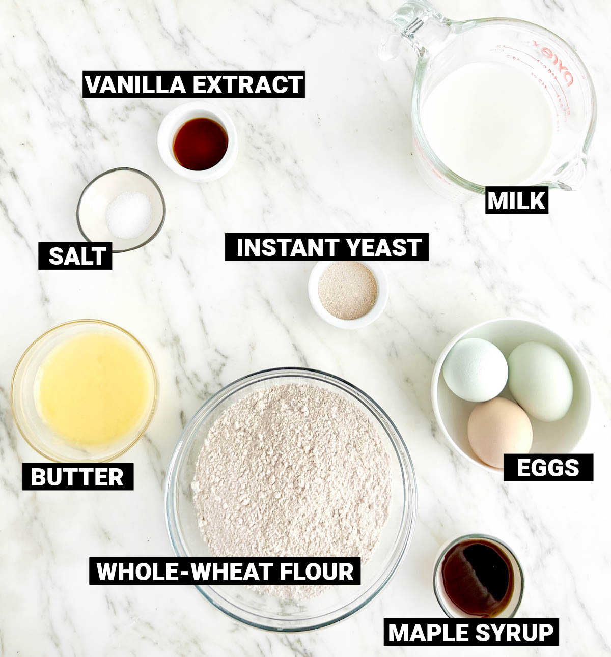 the ingredients in bowls with text overlay