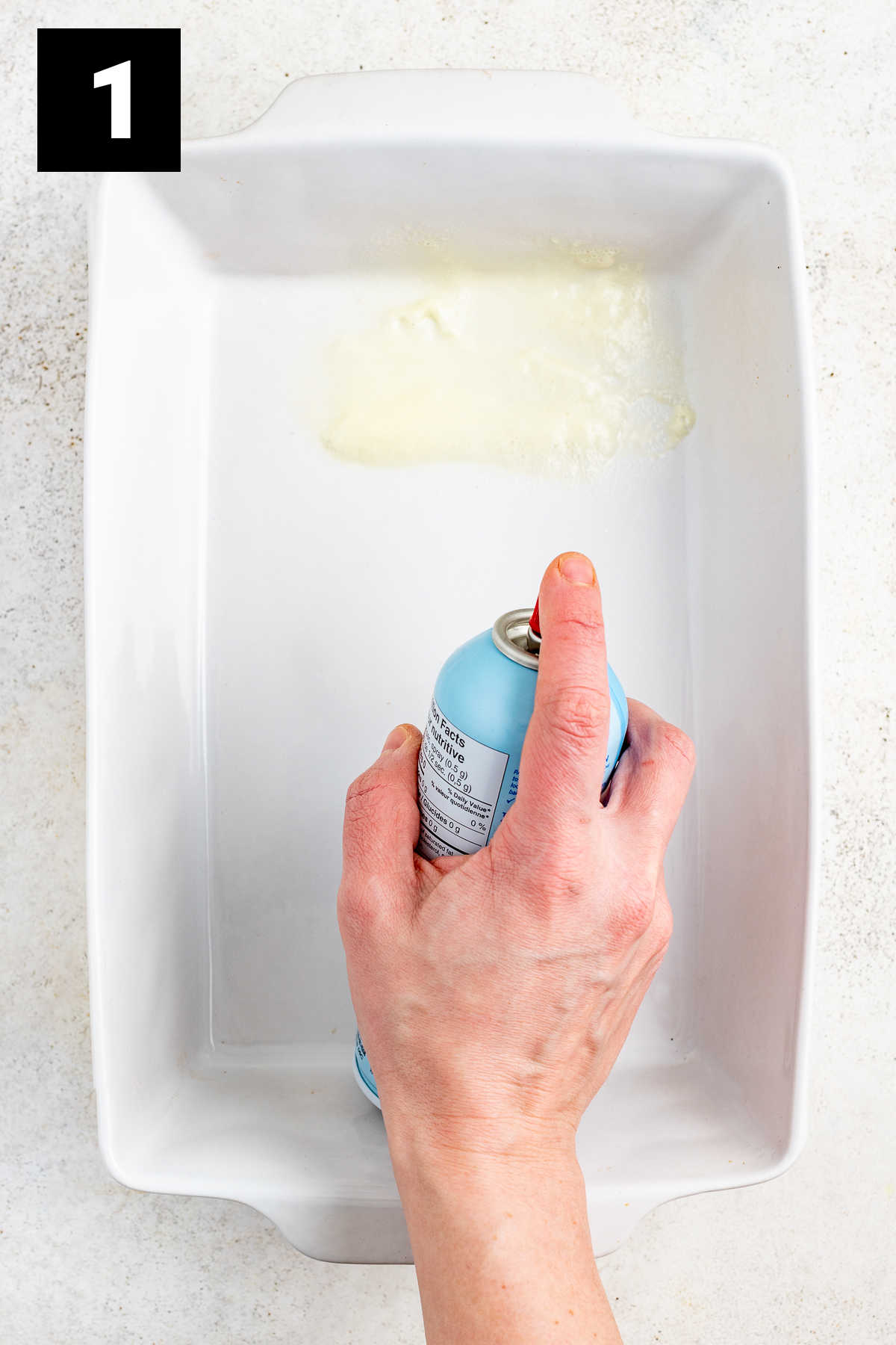 spray the casserole dish with cooking spray