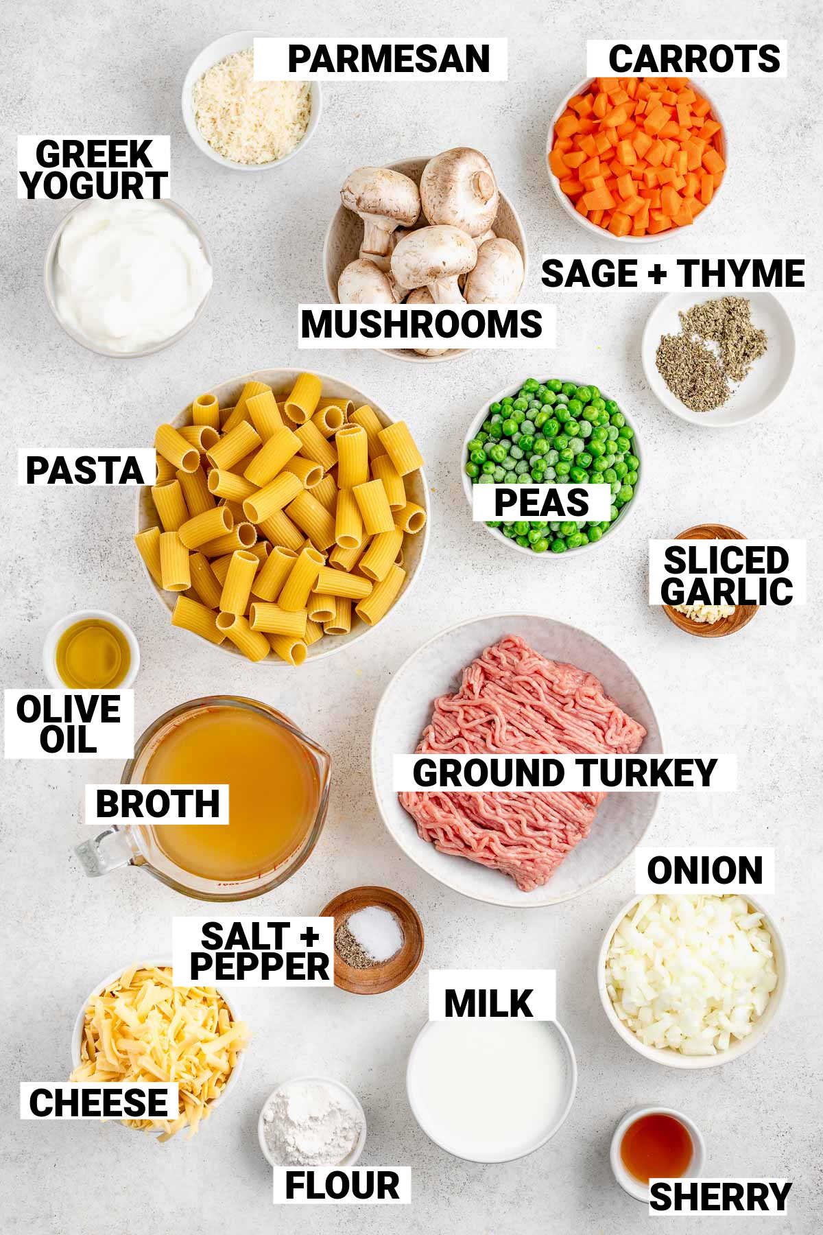 the ingredients in bowls with text overlay