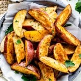 oven roasted potato wedges in bowl