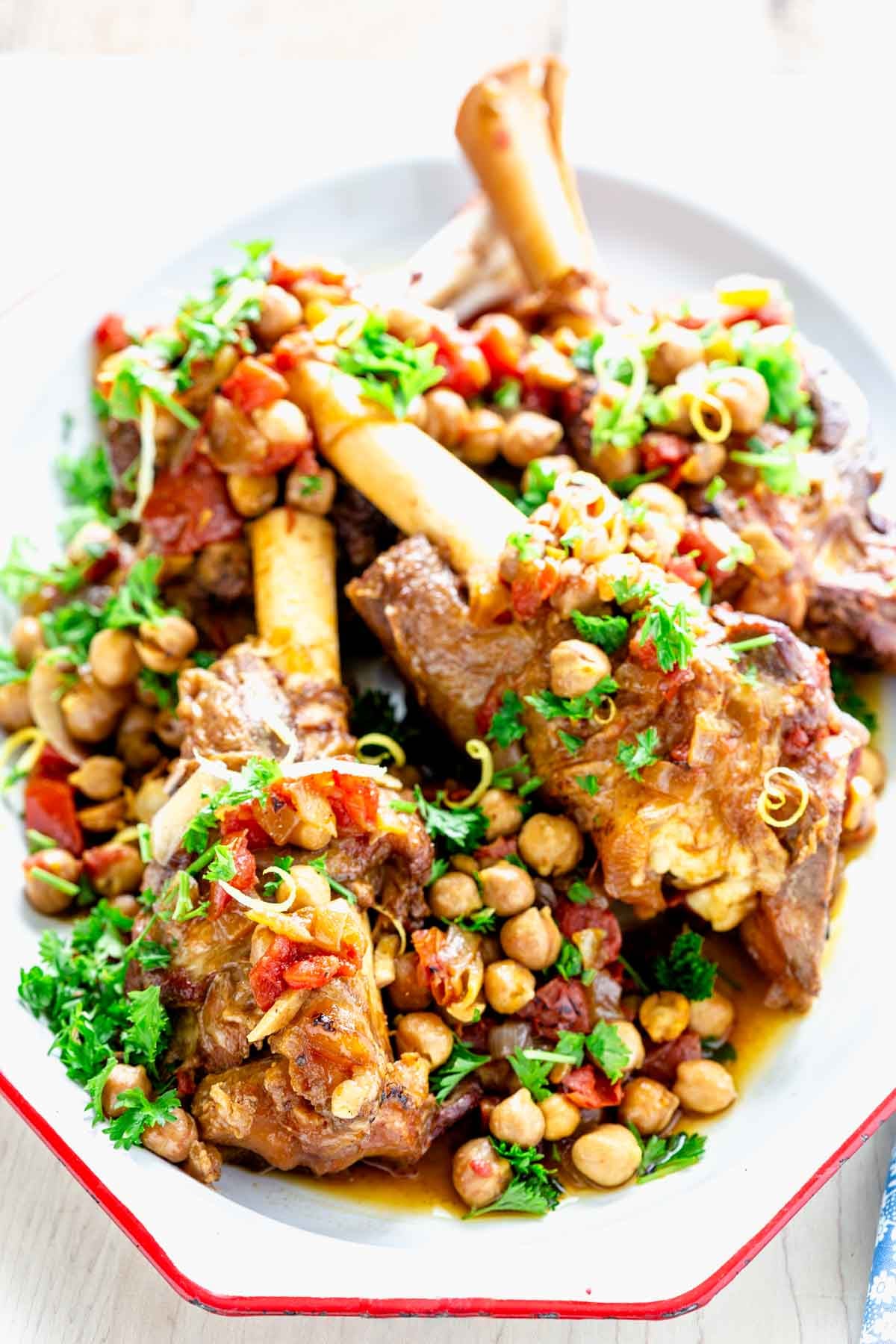 Moroccan Lamb Shanks on a serving plate