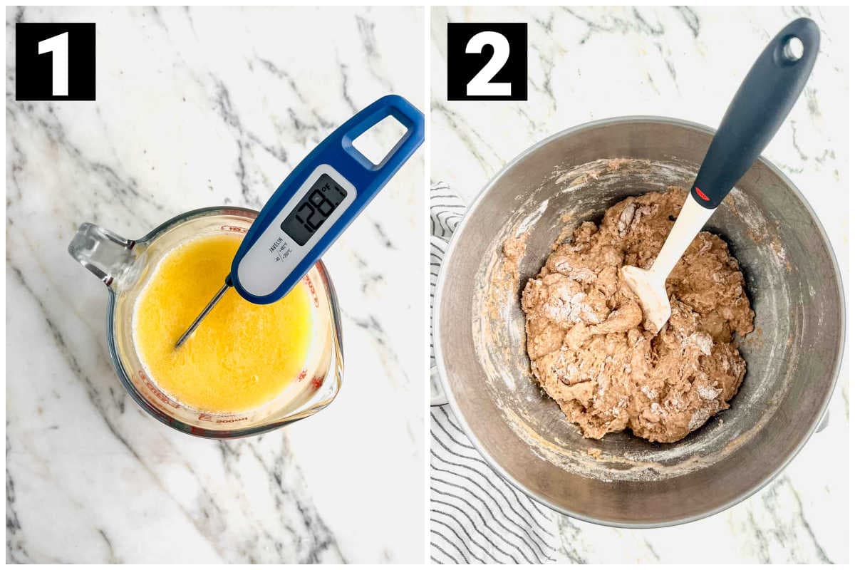 melt butter and milk together and mix the dough