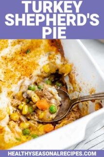 turkey shepherd's pie with a scoop out of the corner of the dish