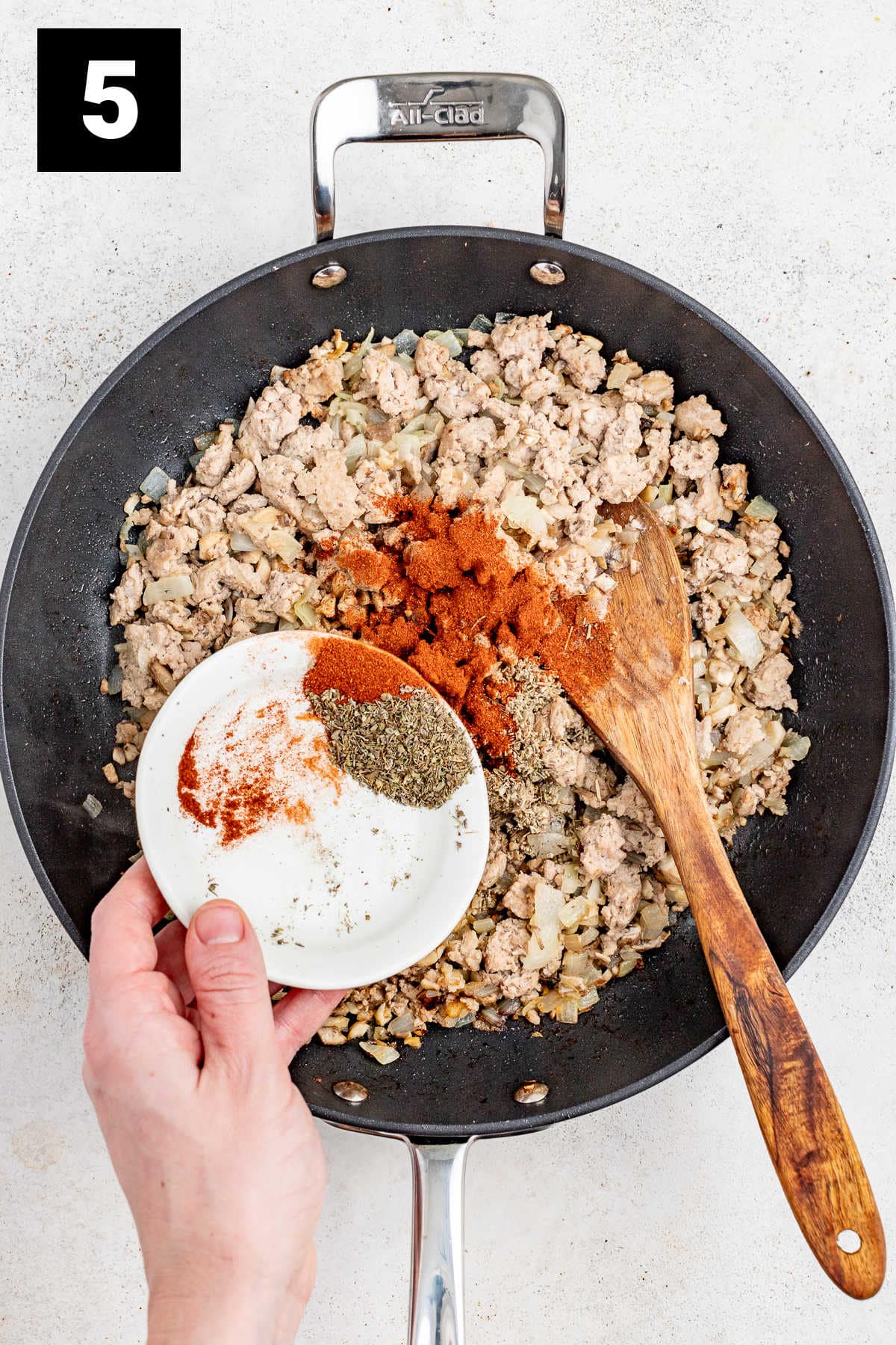 add seasonings and herbs to the meat mixture