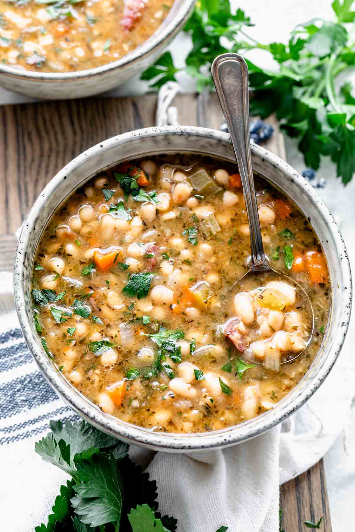 bowl of ham and white bean soup