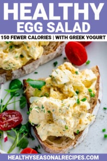 healthy egg salad with fewer calories due to the greek yogurt