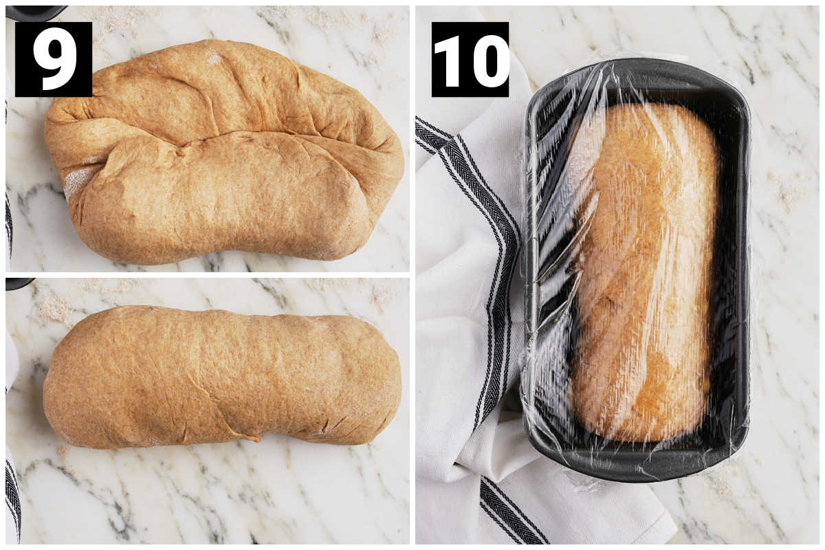 folding dough and covering it with plastic wrap