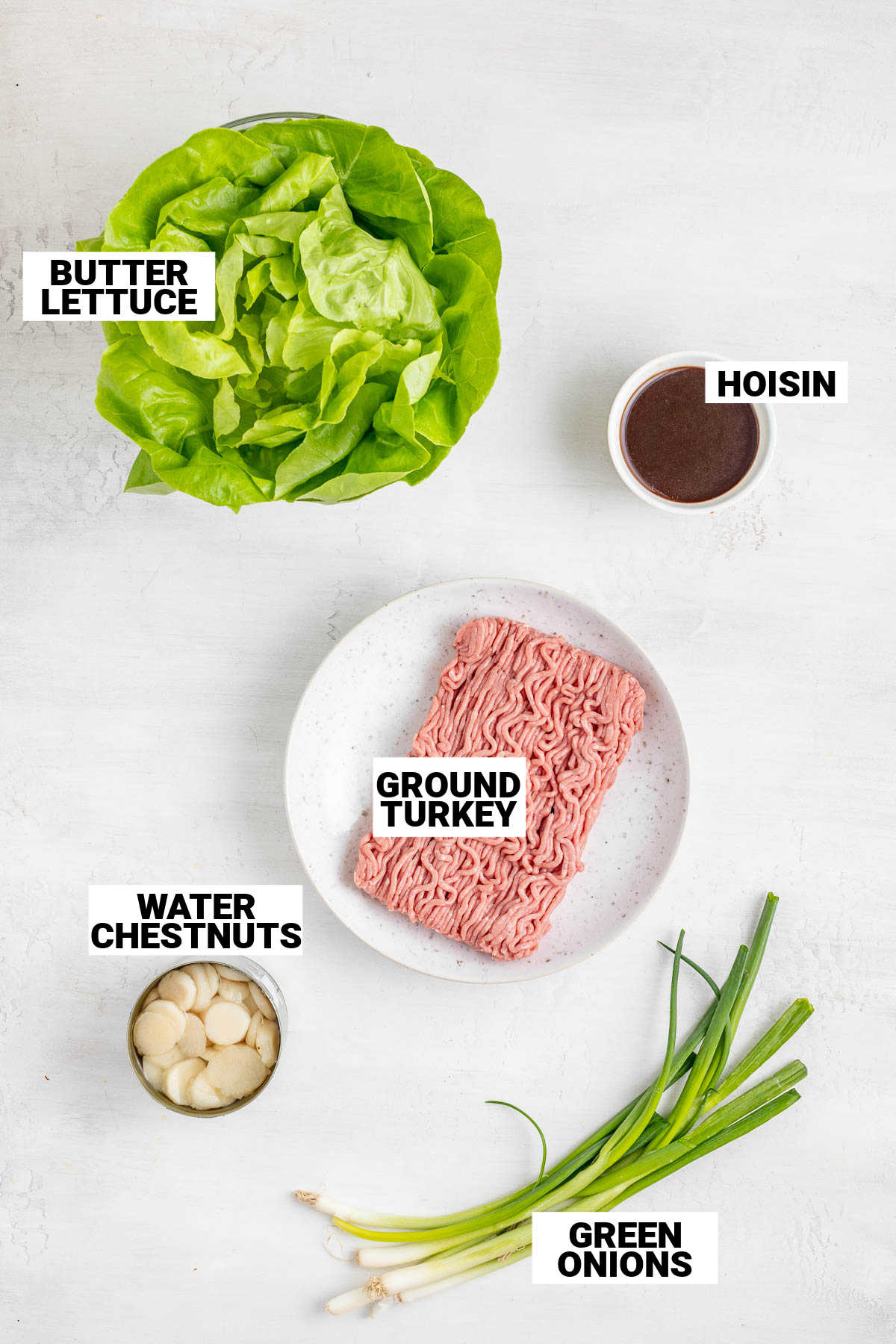turkey lettuce wrap ingredients on a white table
