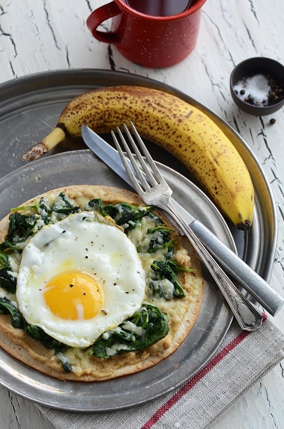 Image for Breakfast Tostada {With Spinach + Hummus}