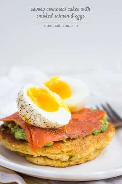 Image for Savory Cornmeal Cakes with Smoked Salmon & Eggs