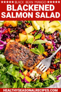 cajun blackened salmon salad with beans and mango for a protein rich weeknight dinner