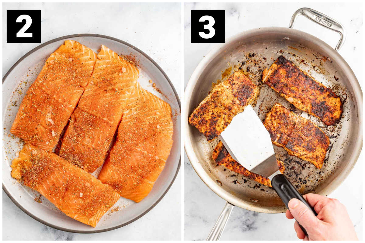 pan searing salmon