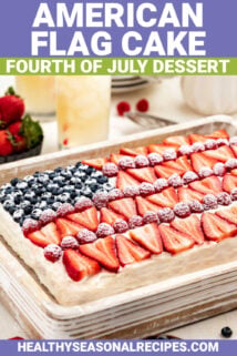 healthy flag cake with text overlay