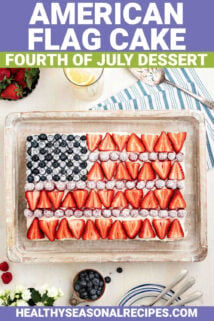 fourth of july flag cake with text overlay