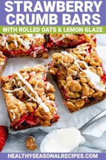 strawberry crumb bars with a zesty lemon glaze