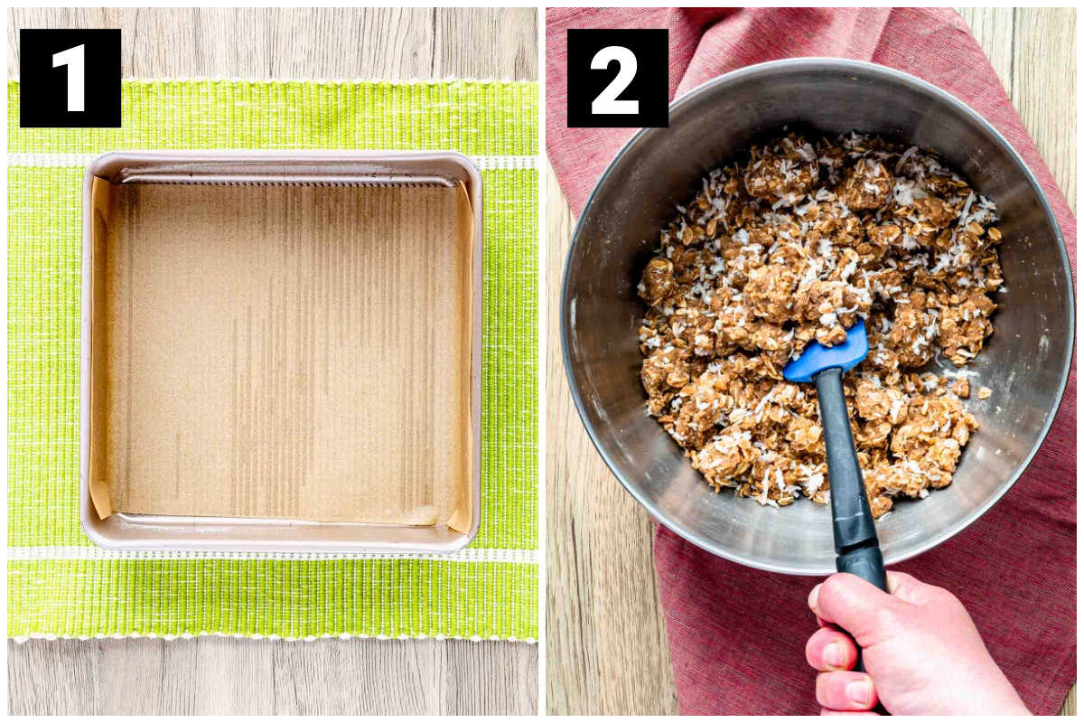 prep the pan and make the crust mixture