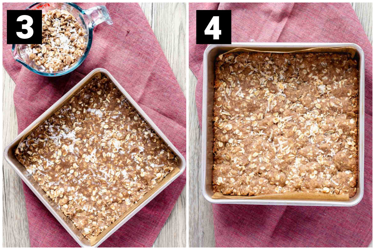 flatten the crust on the bottom of the pan and bake