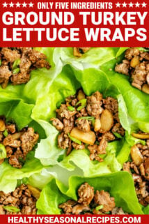 close-up of the lettuce wraps with text overlay