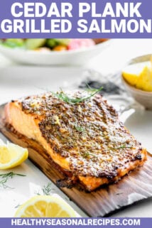 the plank salmon from the side with text overlay