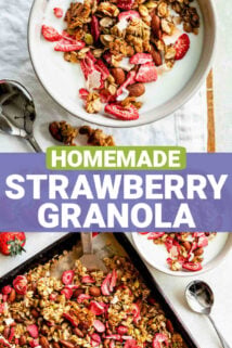 the tray of granola and a bowl of yogurt with the granola