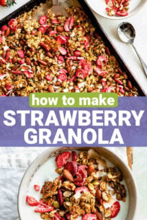 the tray of granola and a bowl of yogurt with the granola