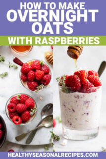 raspberry oats with text overlay