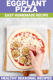 easy homemade eggplant pizza with text overlay