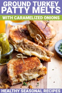 ground turkey patty melts with text overlay