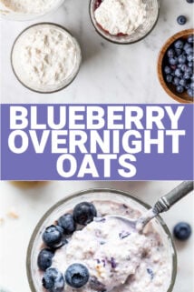 overhead shot of blueberry overnight oats
