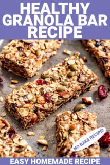 easy homemade granola bar recipe with text overlay
