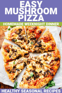 easy mushroom pizza with text overlay