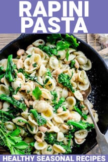 Pasta with broccoli rabe with text overlay