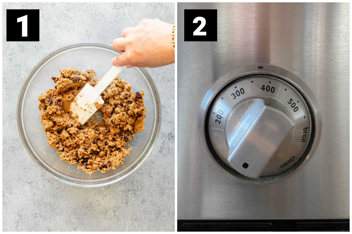 let the bran cereal dissolve with boiling water while you preheat your oven