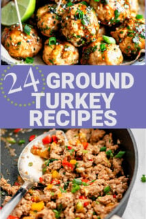 24 ground turkey recipes with text overlay