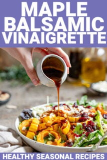 maple balsamic vinaigrette with text overlay