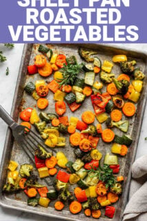 baked veggies in oven on a sheet pan