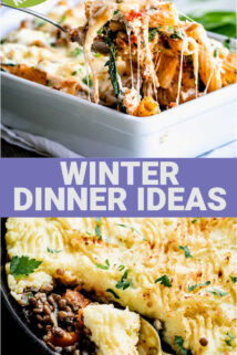 winter dinner ideas with text overlay